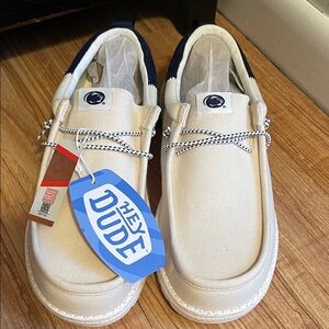 Hey Dude Men's Slip-Ons - Beige and Dark Blue